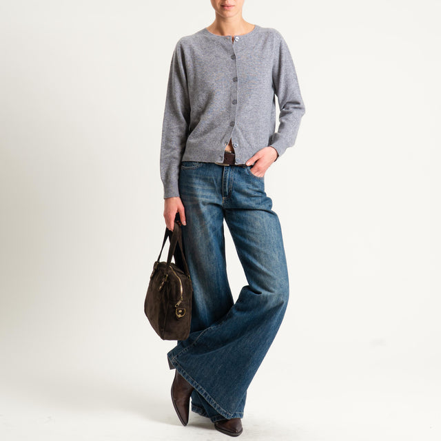 Tensione in-Cardigan 100% lana - grigio melange