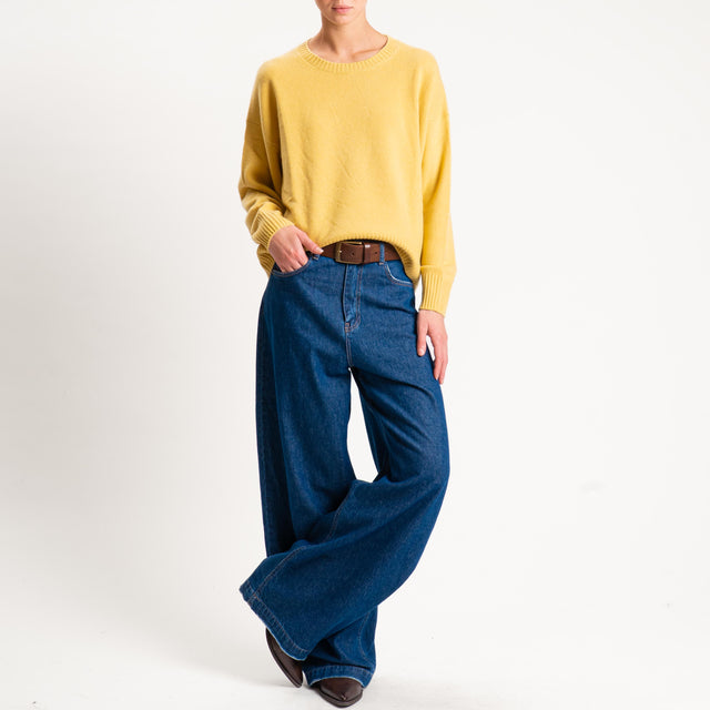 Tensione in-Maglia 100% lana stondata - giallo