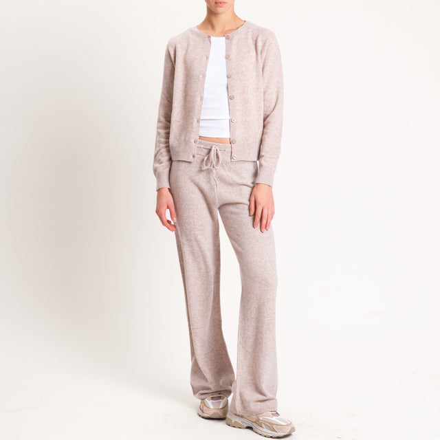 Tensione in-Pantalone 100% lana con coulisse - beige melange
