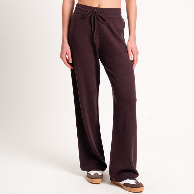 Tensione in-Pantalone 100% lana con coulisse - moro
