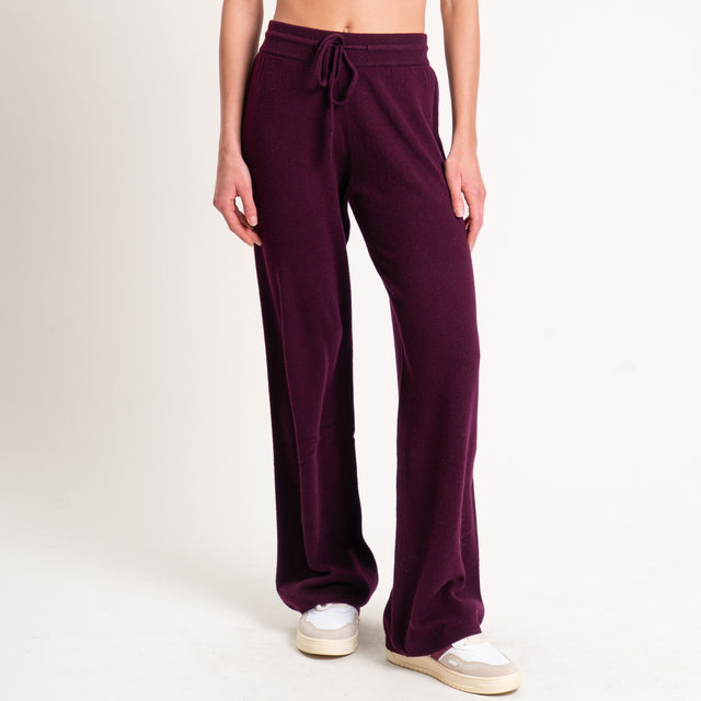 Tensione in-Pantalone 100% lana con coulisse - vino