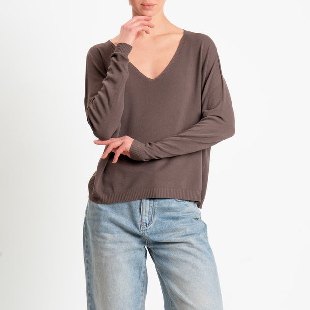 Tensione in -Maglia scatola scollo v - choco