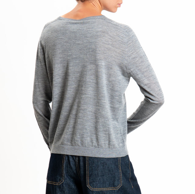 Tensione in-Maglia scatola 100% LANA MERINO - grigio melange