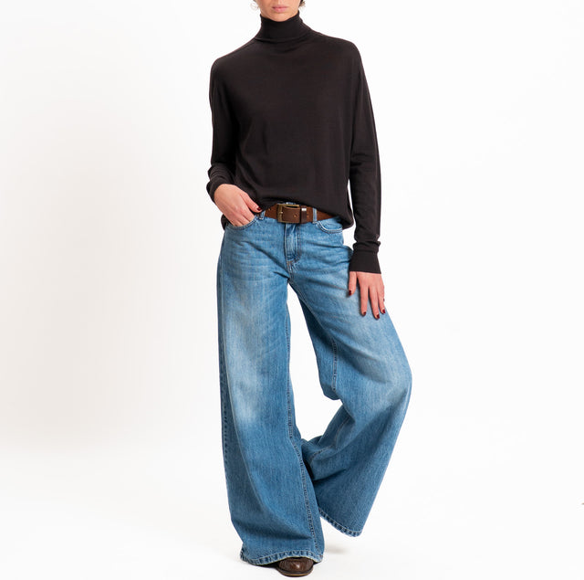 Tensione in-Maglia collo alto 100% LANA MERINO - moro