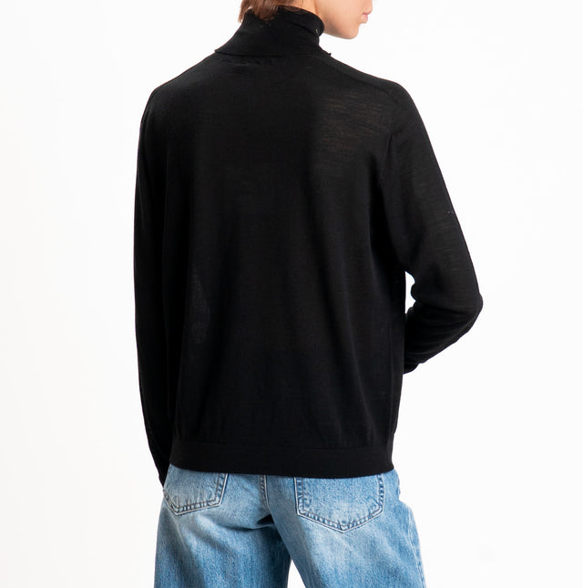 Tensione in-Maglia collo alto 100% LANA MERINO - nero