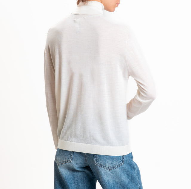 Tensione in-Maglia collo alto 100% LANA MERINO - panna
