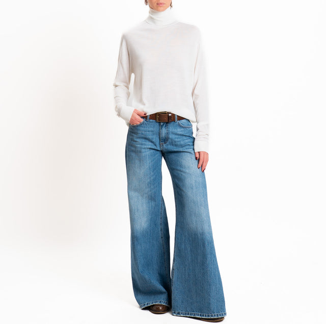 Tensione in-Maglia collo alto 100% LANA MERINO - panna