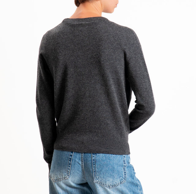 Tensione in-Maglia girocollo 100% LANA SOFT - antracite