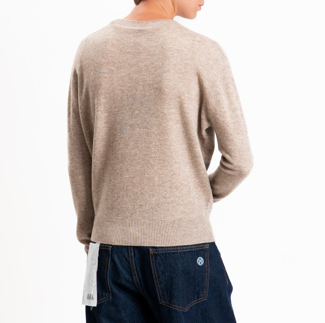Tensione in-Maglia girocollo 100% LANA SOFT - beige melange