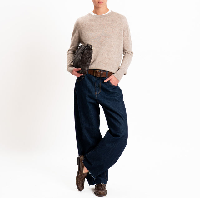 Tensione in-Maglia girocollo 100% LANA SOFT - beige melange