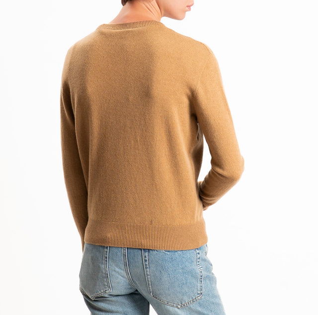 Tensione in-Maglia girocollo 100% LANA SOFT - cammello