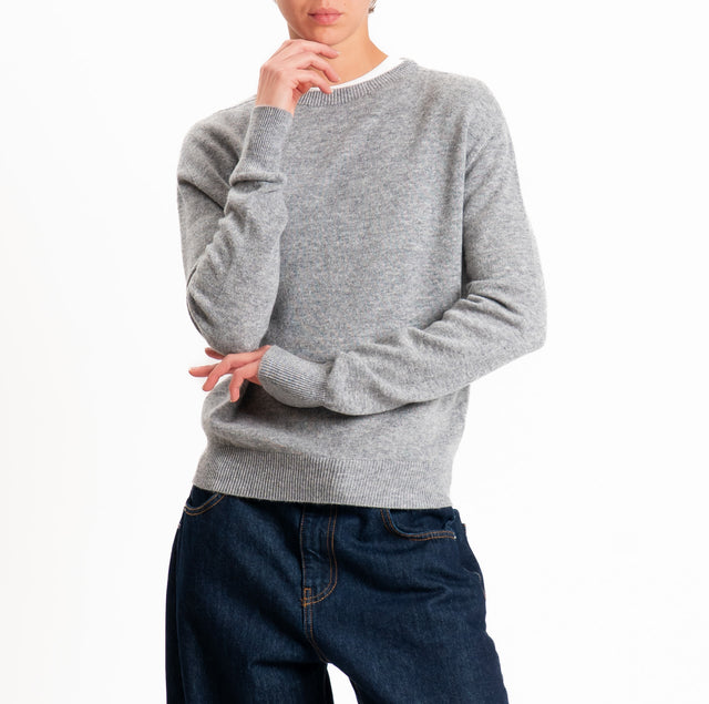 Tensione in-Maglia girocollo 100% LANA SOFT - grigio melange