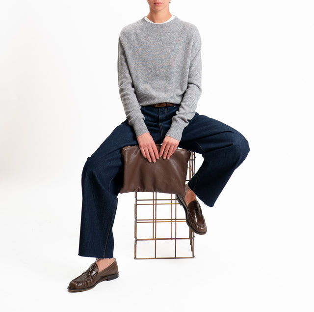 Tensione in-Maglia girocollo 100% LANA SOFT - grigio melange