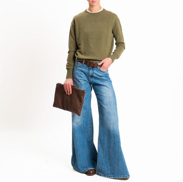 Tensione in-Maglia girocollo 100% LANA SOFT - militare