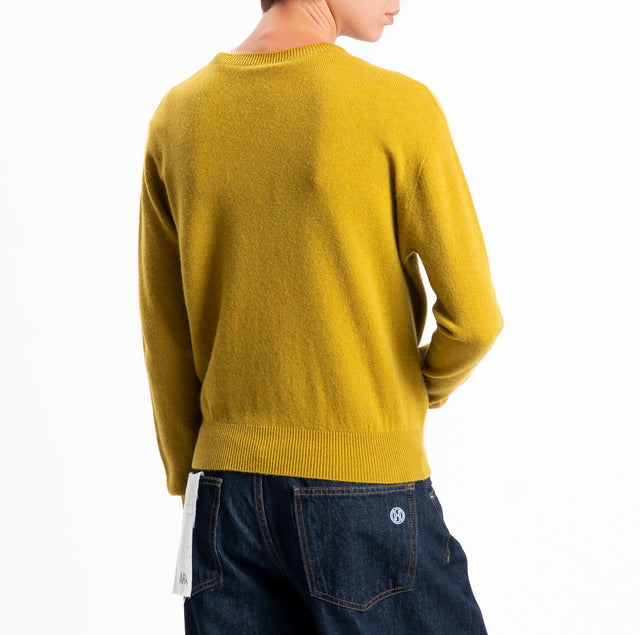 Tensione in-Maglia girocollo 100% LANA SOFT - olio