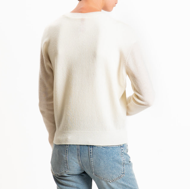 Tensione in-Maglia girocollo 100% LANA SOFT - panna