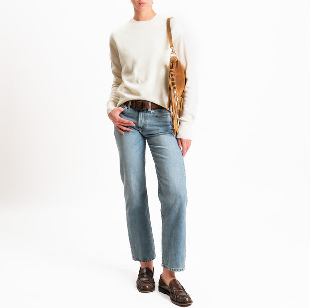 Tensione in-Maglia girocollo 100% LANA SOFT - panna