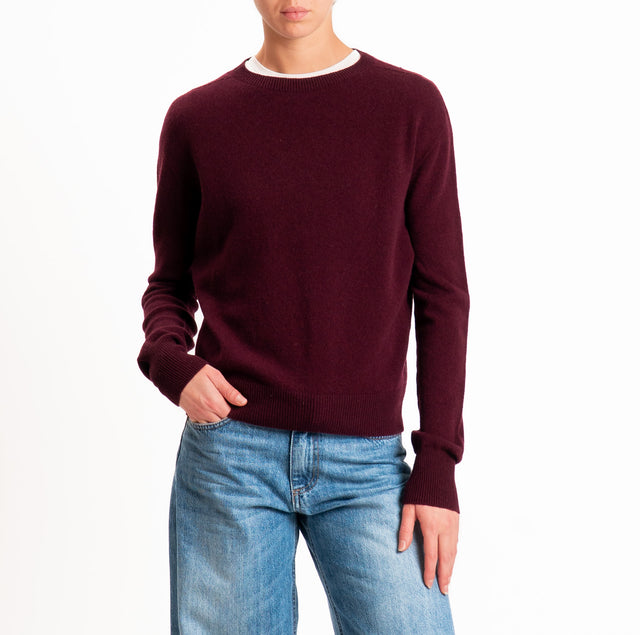 Tensione in-Maglia girocollo 100% LANA SOFT - vino