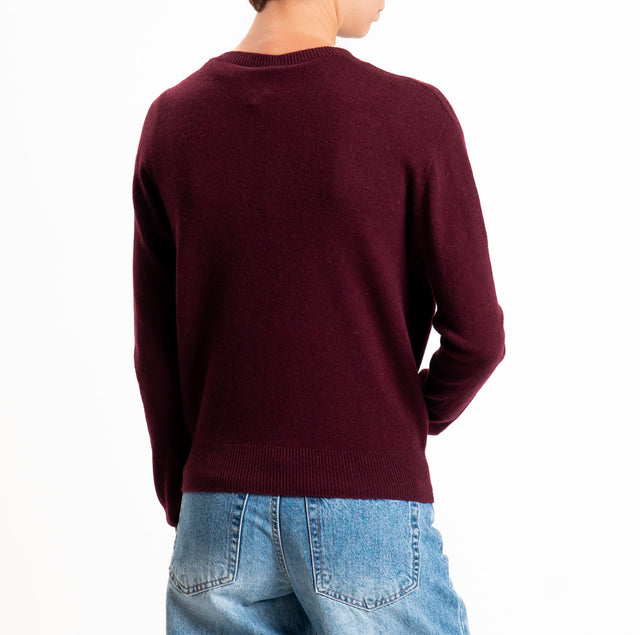 Tensione in-Maglia girocollo 100% LANA SOFT - vino