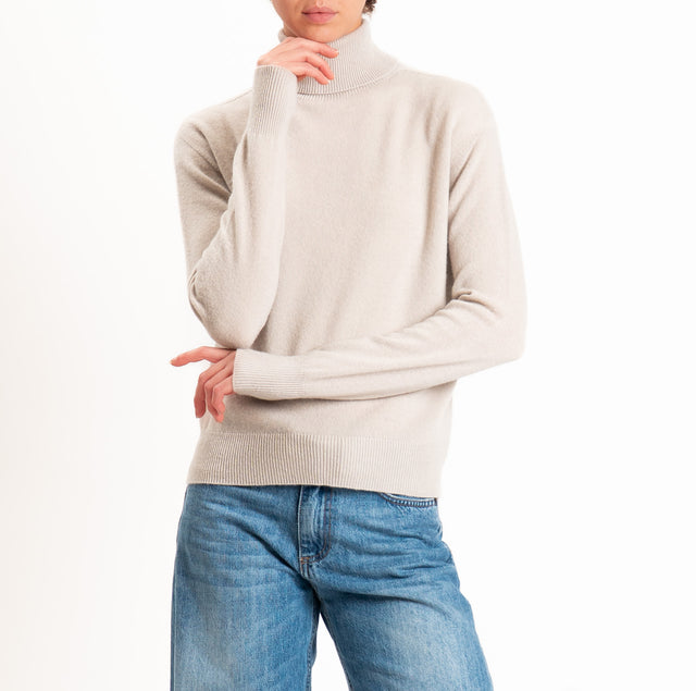 Tensione in-Maglia 100% LANA SOFT collo alto - cacha