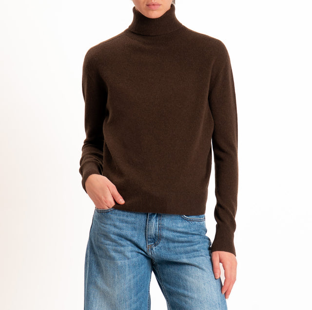 Tensione in-Maglia 100% LANA SOFT collo alto - moro