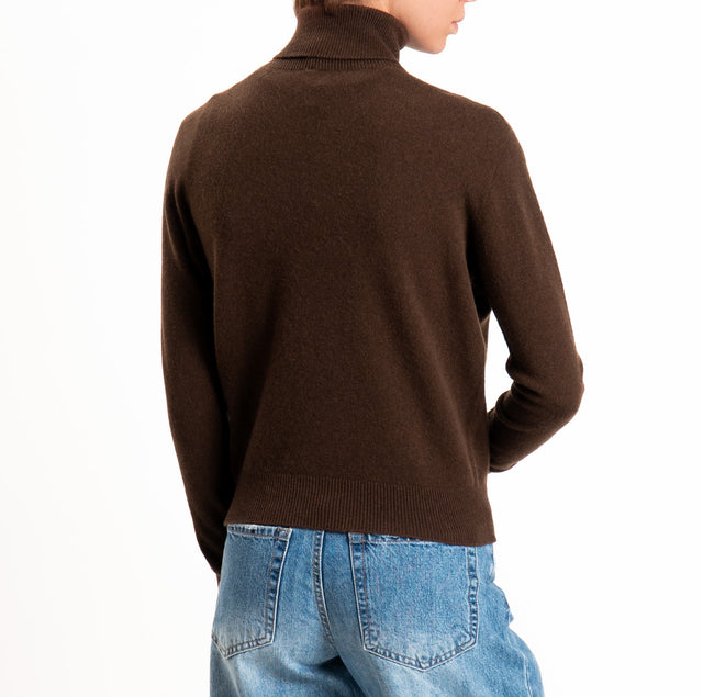 Tensione in-Maglia 100% LANA SOFT collo alto - moro
