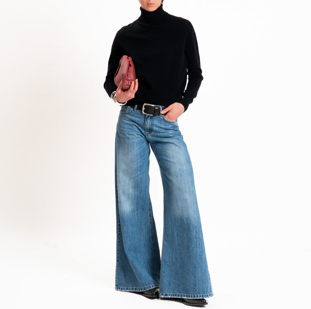 Tensione in-Maglia 100% LANA SOFT collo alto - nero