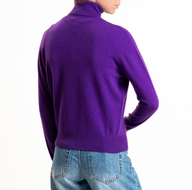 Tensione in-Maglia 100% LANA SOFT collo alto - viola