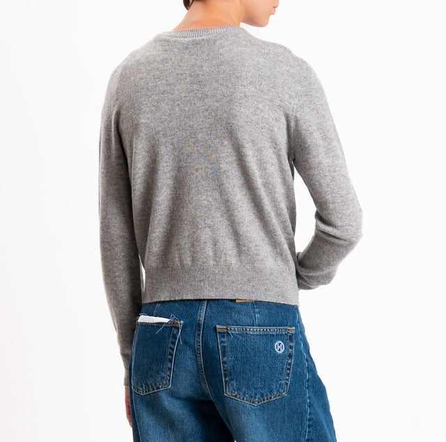 100% SOFT WOOL cardigan - heather grey