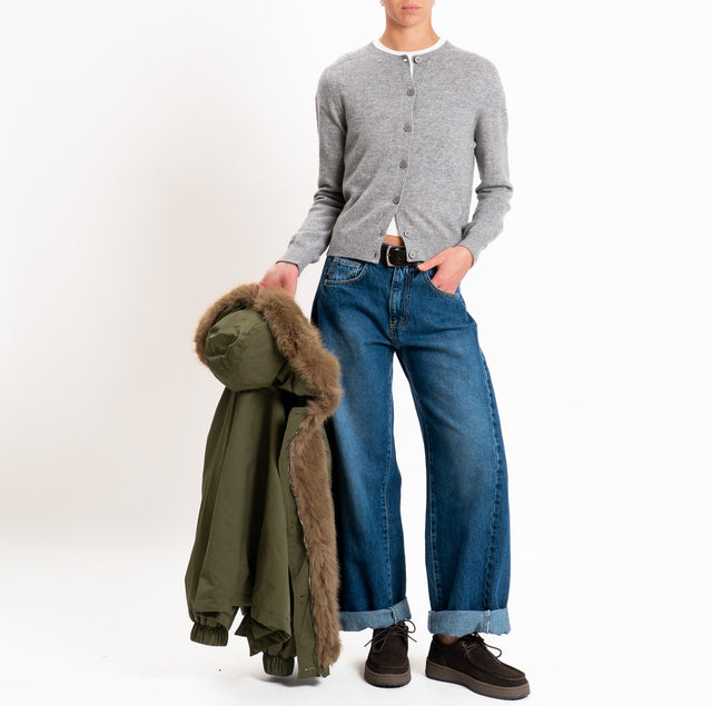 100% SOFT WOOL cardigan - heather grey