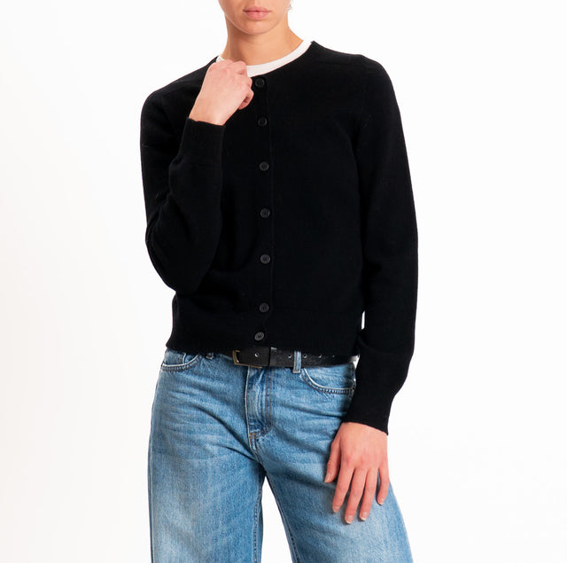 Tensione in-Cardigan 100% LANA SOFT - nero