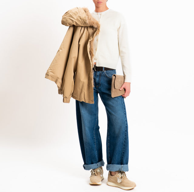 Tensione in-Cardigan 100% LANA SOFT - panna