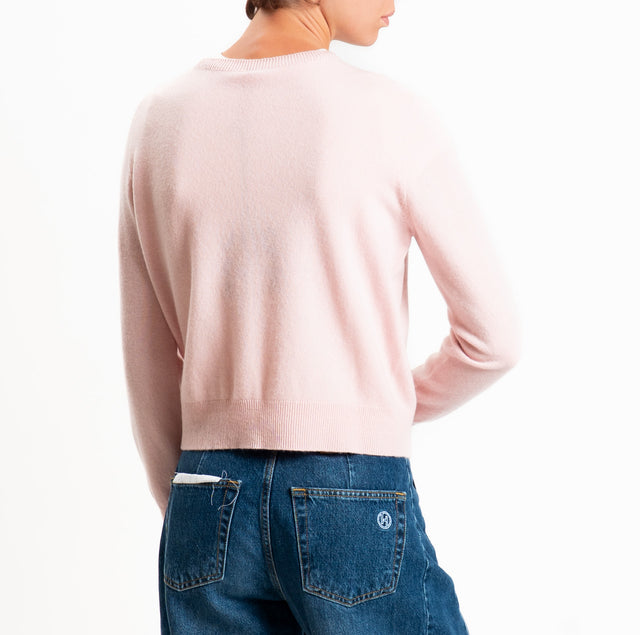 Tensione in-Cardigan 100% LANA SOFT - rosa