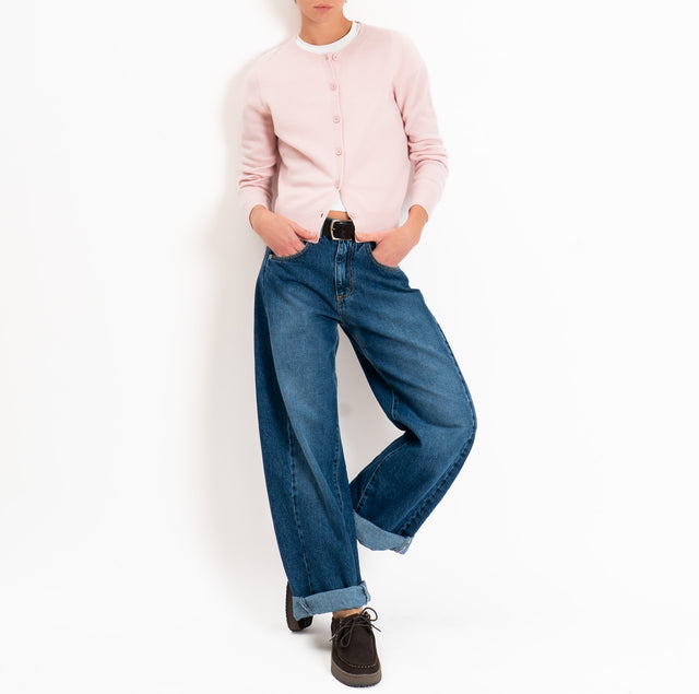 Tensione in-Cardigan 100% LANA SOFT - rosa