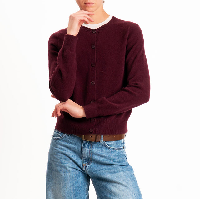 In-Cardigan 100% SOFT WOOL - wine