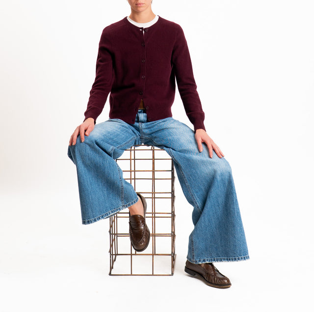 In-Cardigan 100% SOFT WOOL - wine