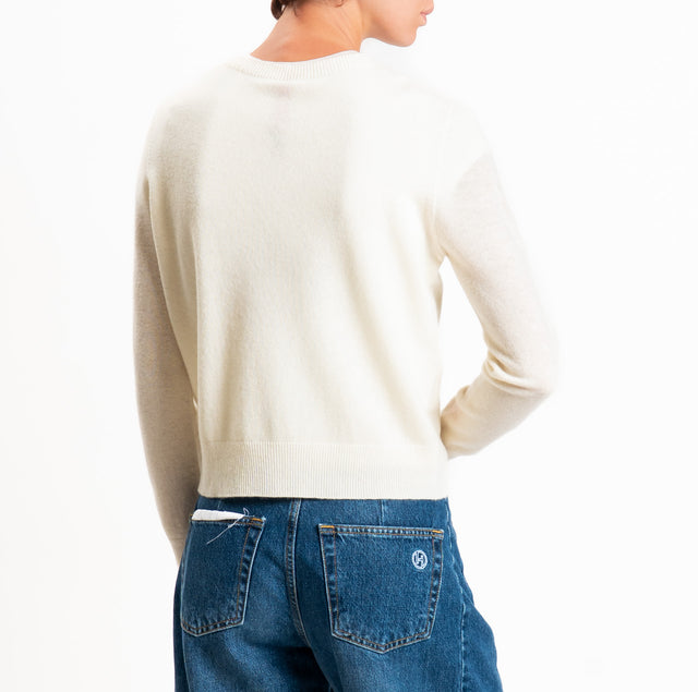 Tensione in-Cardigan 100% LANA SOFT - panna