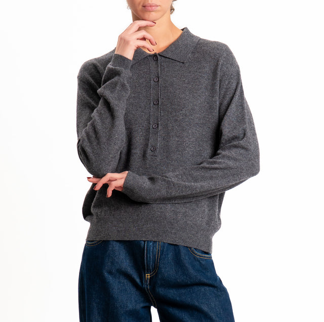 Tensione in-Maglia polo 100% LANA SOFT - antracite