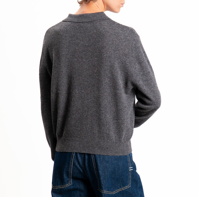 Tensione in-Maglia polo 100% LANA SOFT - antracite