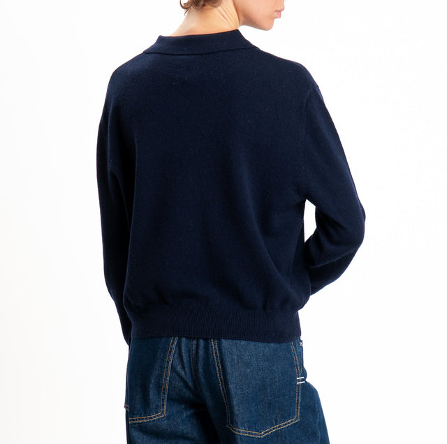 Tensione in-Maglia polo 100% LANA SOFT - blu