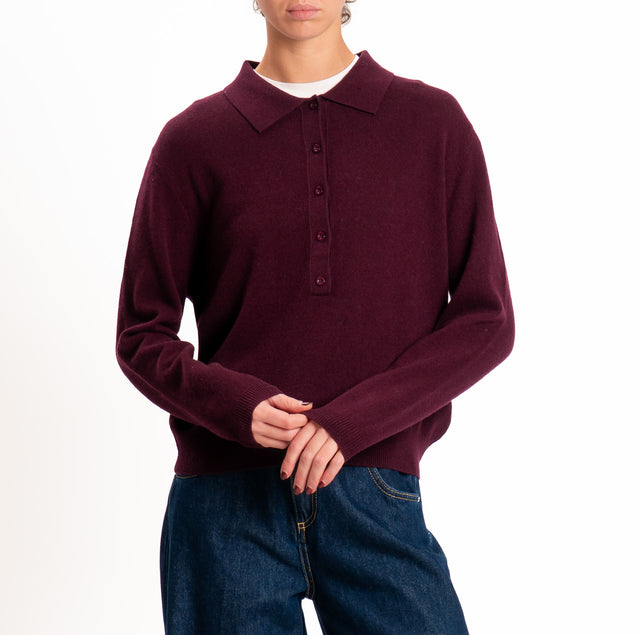 Tensione in-Maglia polo 100% LANA SOFT - vino