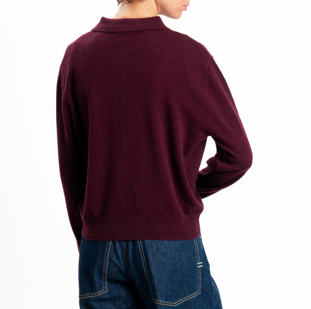 Tensione in-Maglia polo 100% LANA SOFT - vino