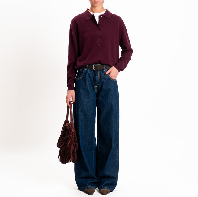 Tensione in-Maglia polo 100% LANA SOFT - vino