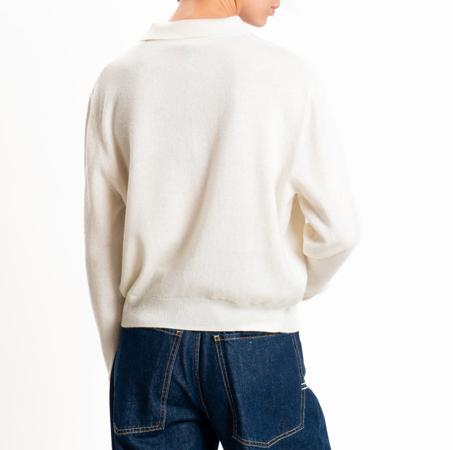 Tensione in-Maglia polo 100% LANA SOFT - panna