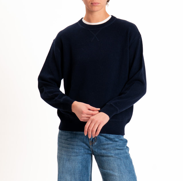 Tensione in-Maglia 100% LANA taglio felpa - blu