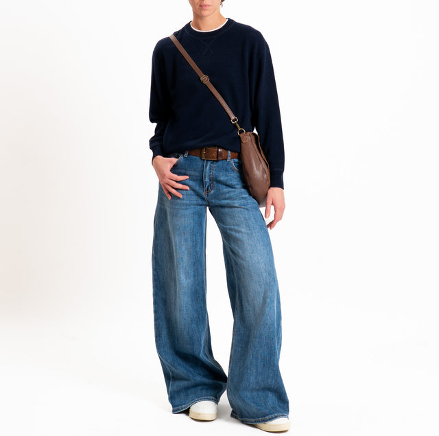 Tensione in-Maglia 100% LANA taglio felpa - blu