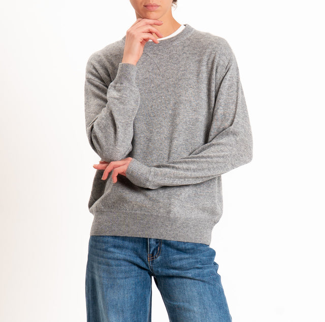 Tensione in-Maglia 100% LANA taglio felpa - grigio melange