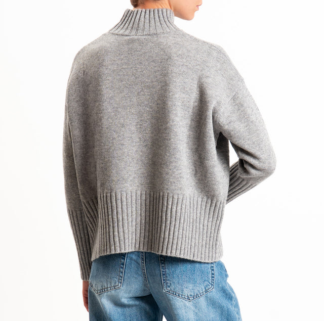 Tensione in-Maglia collo cratere 100% LANA SOFT - grigio melange