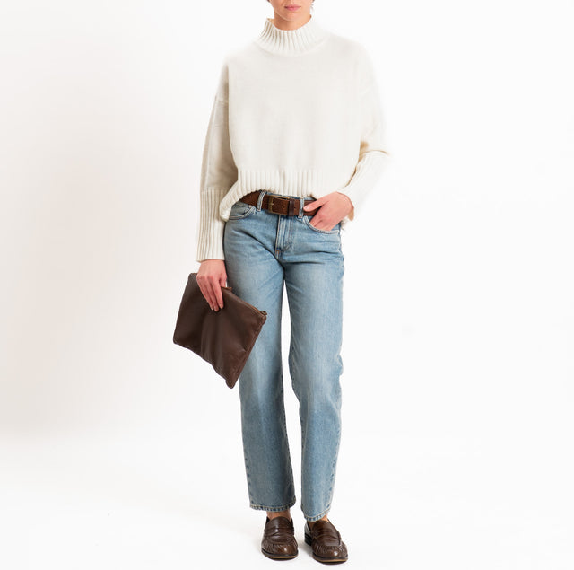 Tensione in-Maglia collo cratere 100% LANA SOFT - panna