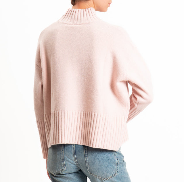 Tensione in-Maglia collo cratere 100% LANA SOFT - rosa